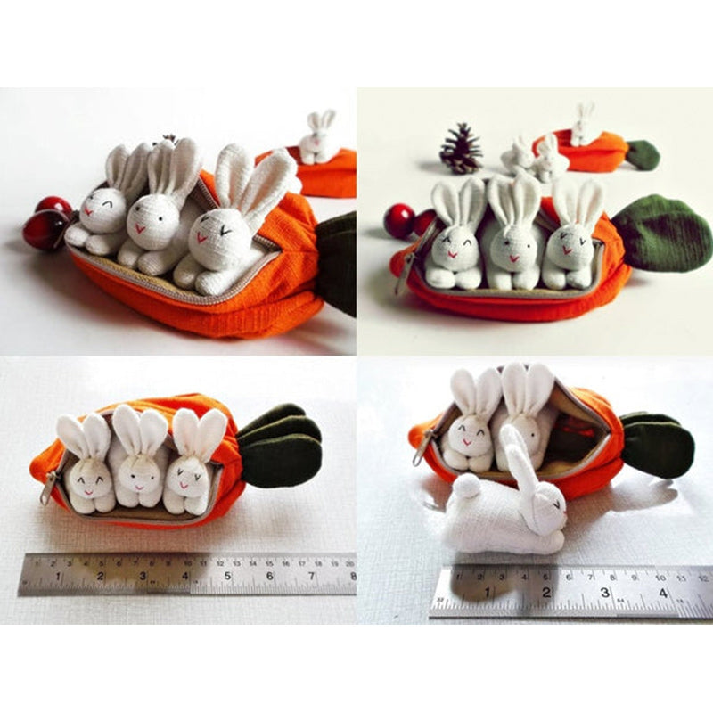 Hide-and-Seek Bunnies in Carrot Pouch