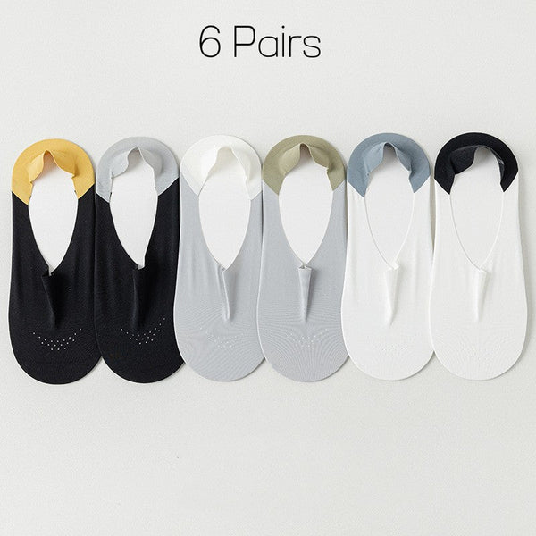 Breathable Ice Silk Non-Slip Socks - 6 Pairs