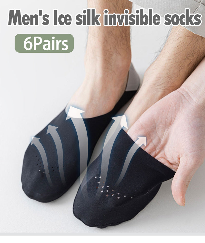 Breathable Ice Silk Non-Slip Socks - 6 Pairs