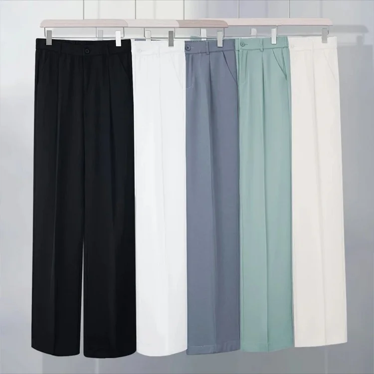 Spring Summer Ice Silk Straight Leg Pants