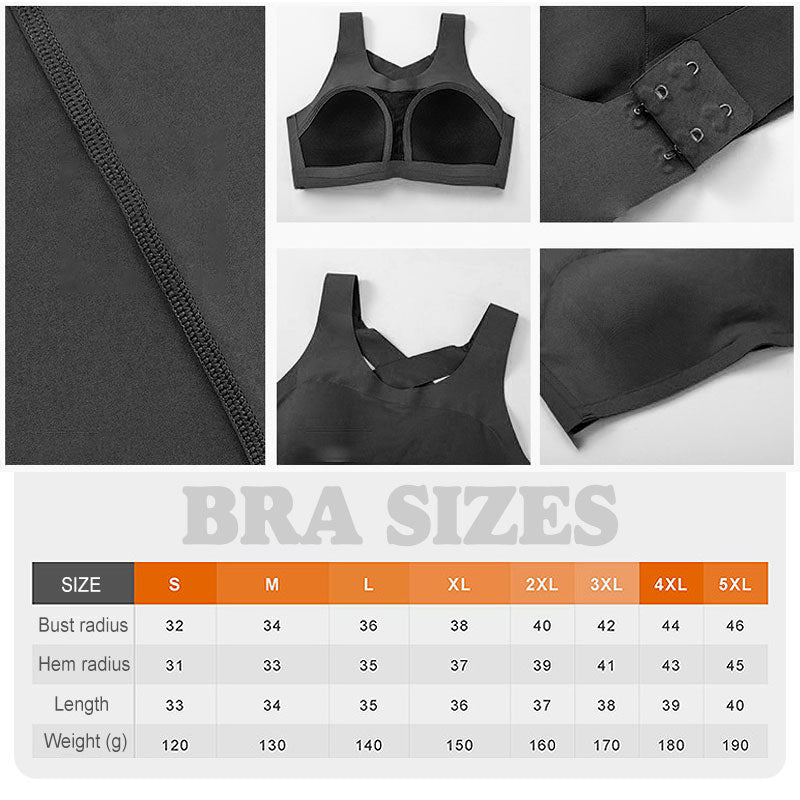 Plus Size Velcro Front Zip Sports Bra