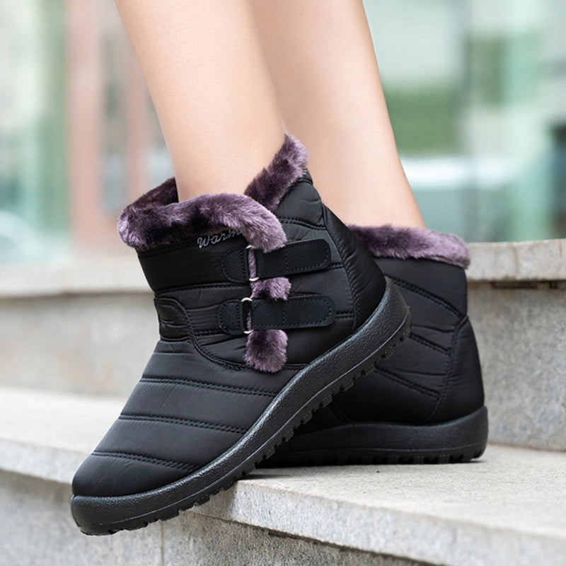 Waterproof Warm Plush Fleece Lining Slip On Snow Boots