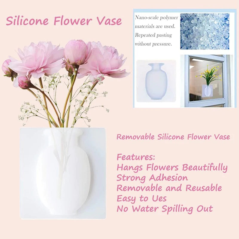 🌹Silicone Reusable Wall-Mounted Vase