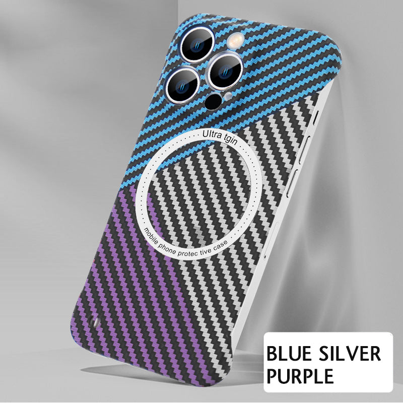 Borderless Carbon Fiber Pattern Magnetic Phone Case