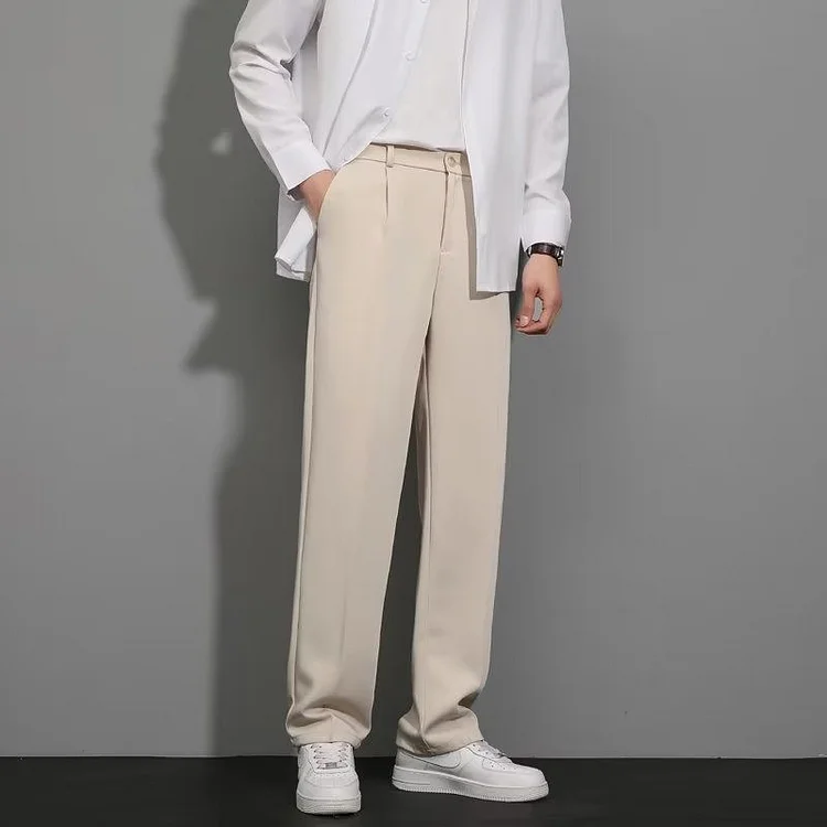 Spring Summer Ice Silk Straight Leg Pants