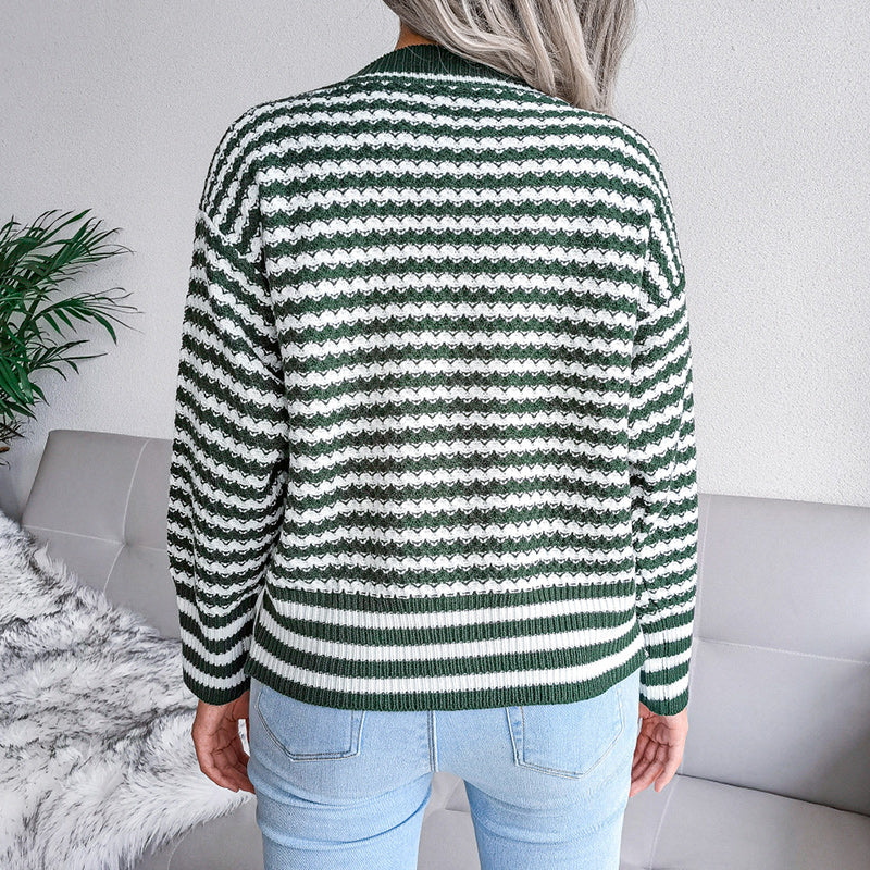 Design Striped Long-sleeved Sweater