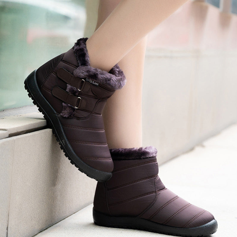 Waterproof Warm Plush Fleece Lining Slip On Snow Boots