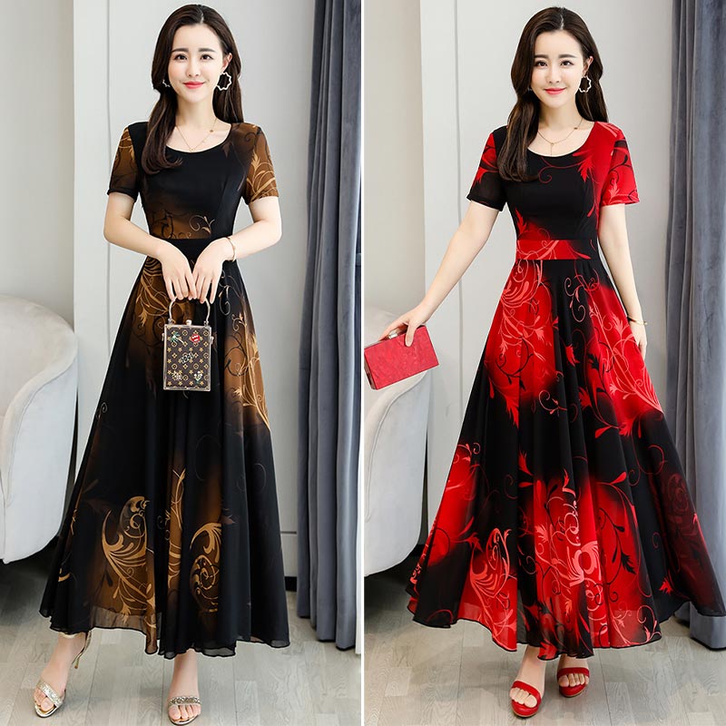 Women‘s Ice Silk Print Dress