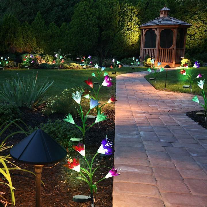 New-Upgraded Artificial Lily Solar Garden Stake Lights