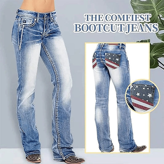 American Flag Stretch Washed Bootcut Jeans