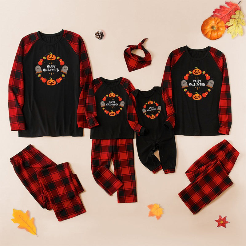 Halloween Pumpkin Print Family Pajamas Sets