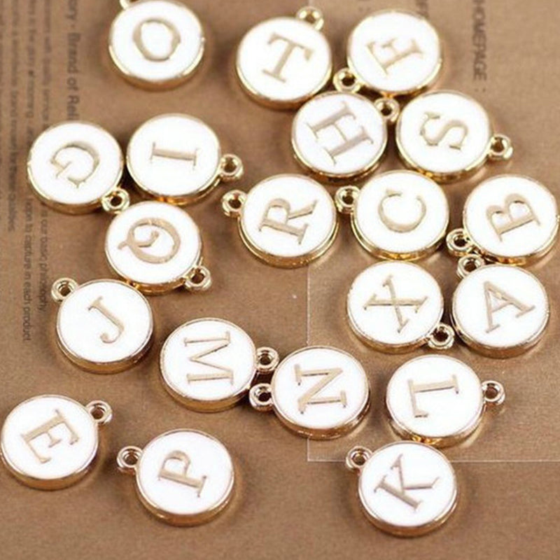 Enamel Metal Double Side Letter Beads