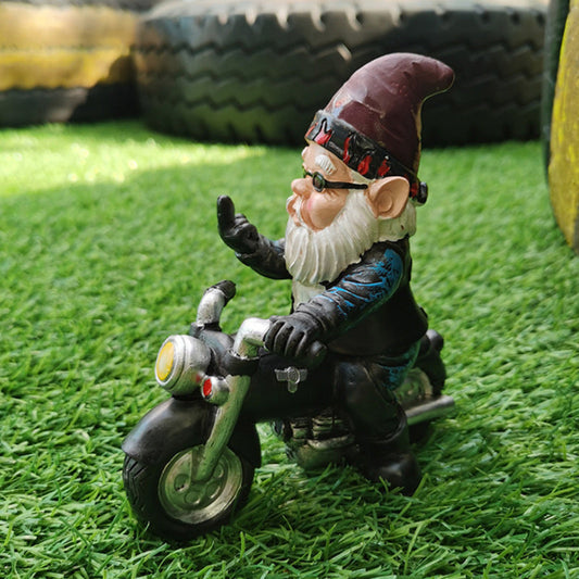 Gnome Dwarf Motorcycle Statue