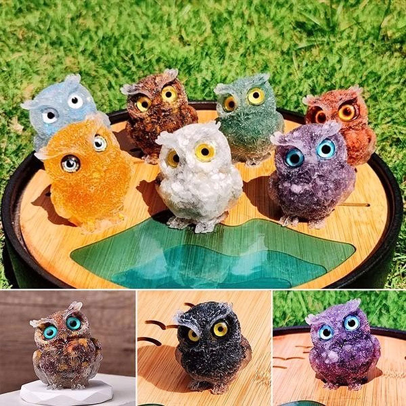 Natural Crystal Gemstone Owl