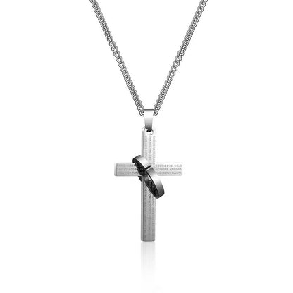 Men's Cross Ring Necklace Stainless Steel