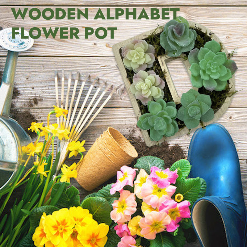 Wooden Alphabet Flower Pot