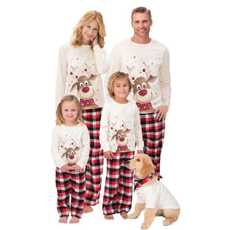 Deer Plaid Cartoon Family Matching Christmas Pajamas