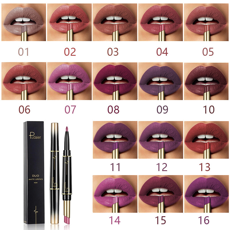 16 Color Long Lasting Lipstick + Lip Liner Combo