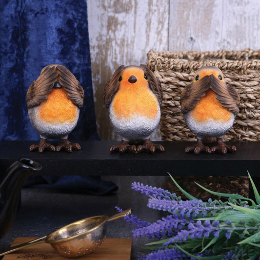 Three Wise Robin Figurines