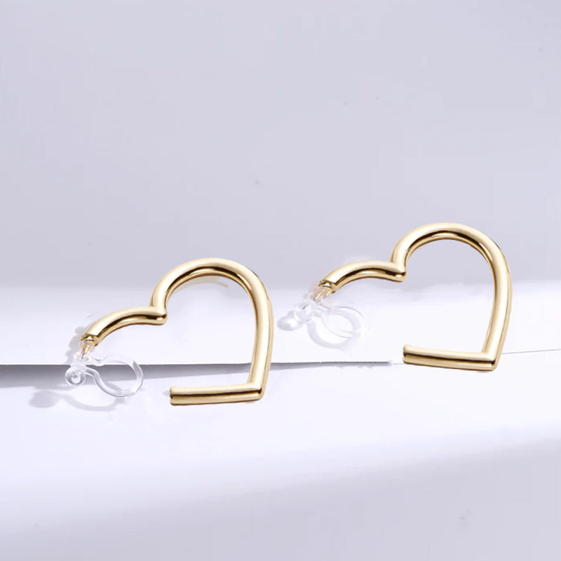 Heart Clip Hoop Earrings