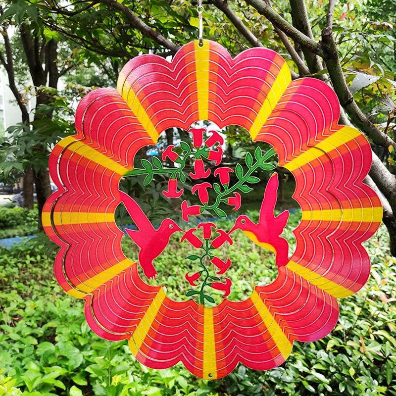 Hummingbird Kinetic 3D Metal Garden Decor Wind Spinner