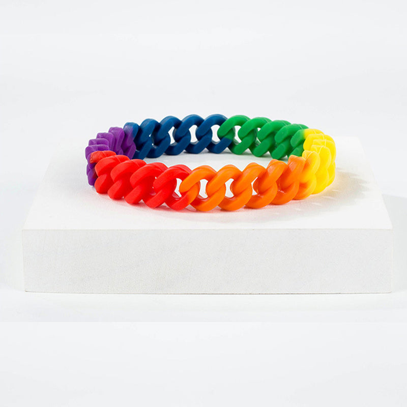 Rainbow Chain Link Silicone Pride Bracelets