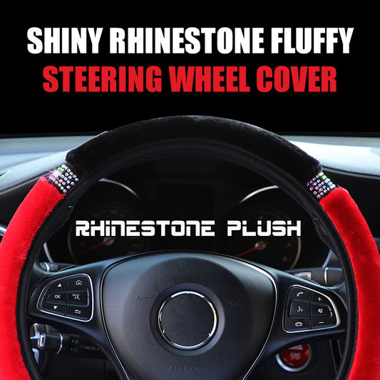 Shiny Rhinestone Fluffy Steering Wheel Cover