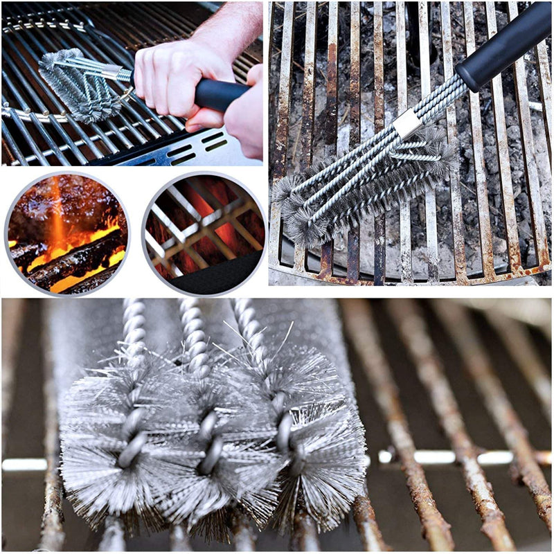 Three-head BBQ Grill Cleaning Wire Brush