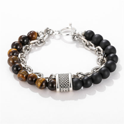 Natural Tiger Eye Beaded Bracelet For Men