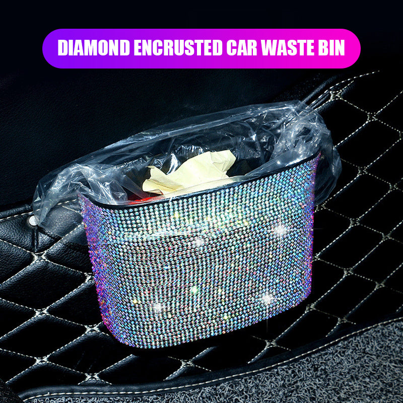 Car Diamond Studded Trash Can