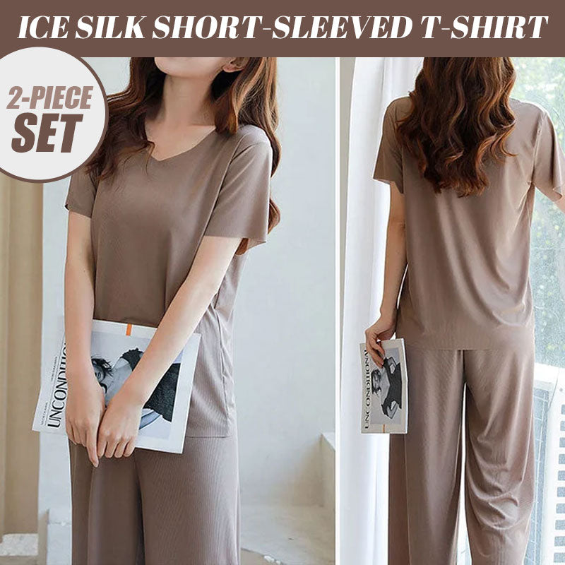 Ice Silk Short-sleeved T-shirt Two-piece Set