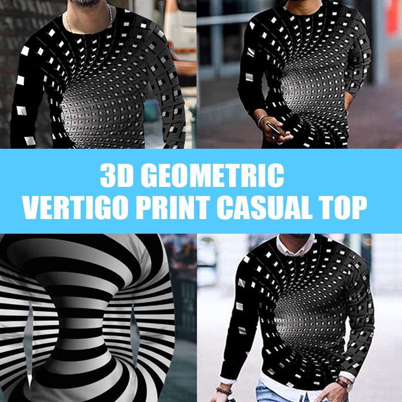 3D Geometric Vertigo Print Casual Top