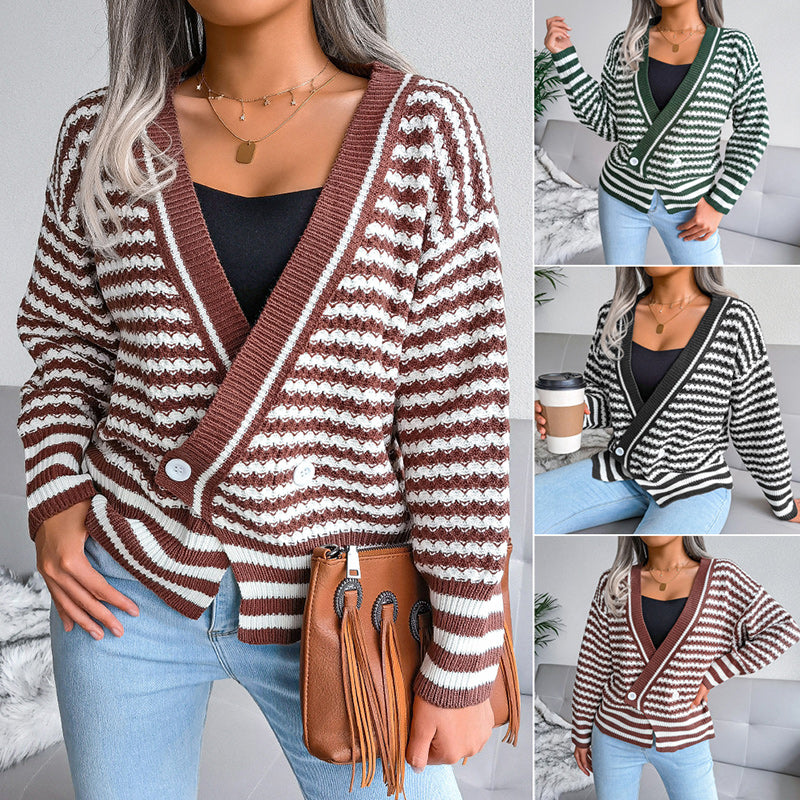 Design Striped Long-sleeved Sweater