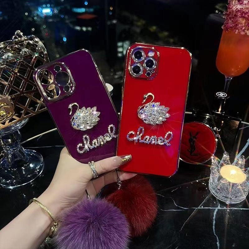 Fashion Fur Ball Swan Phone Case