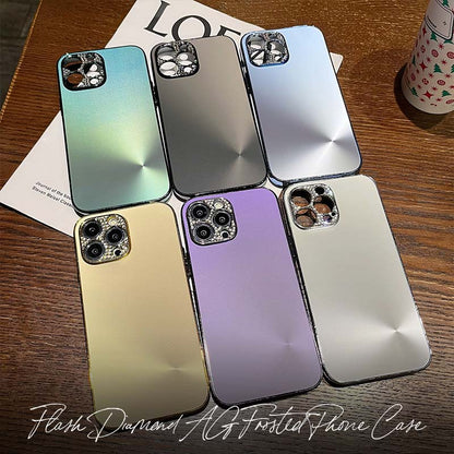 Flash Diamond Frosted Glass Phone Case