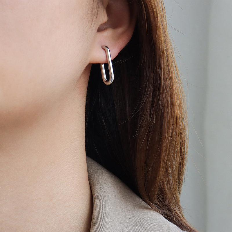 Oval Clip Hoop Earrings