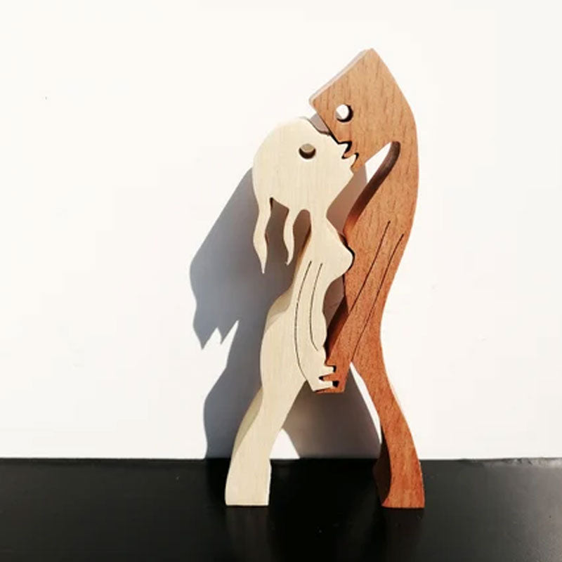 Wooden Sculpture Of Standing Men And Women