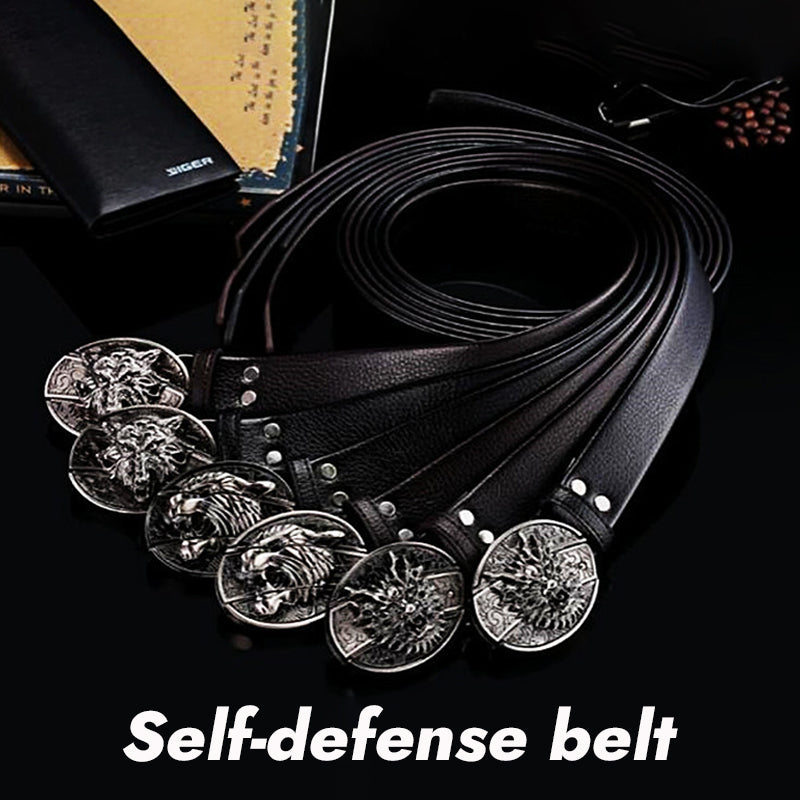 Men's Leather Defensive Punk Belt Knife