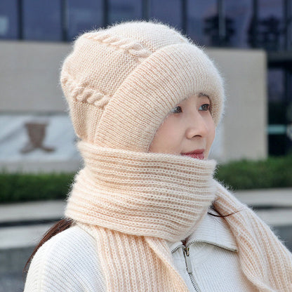 Women's Snow Cap With Hat And Scarf