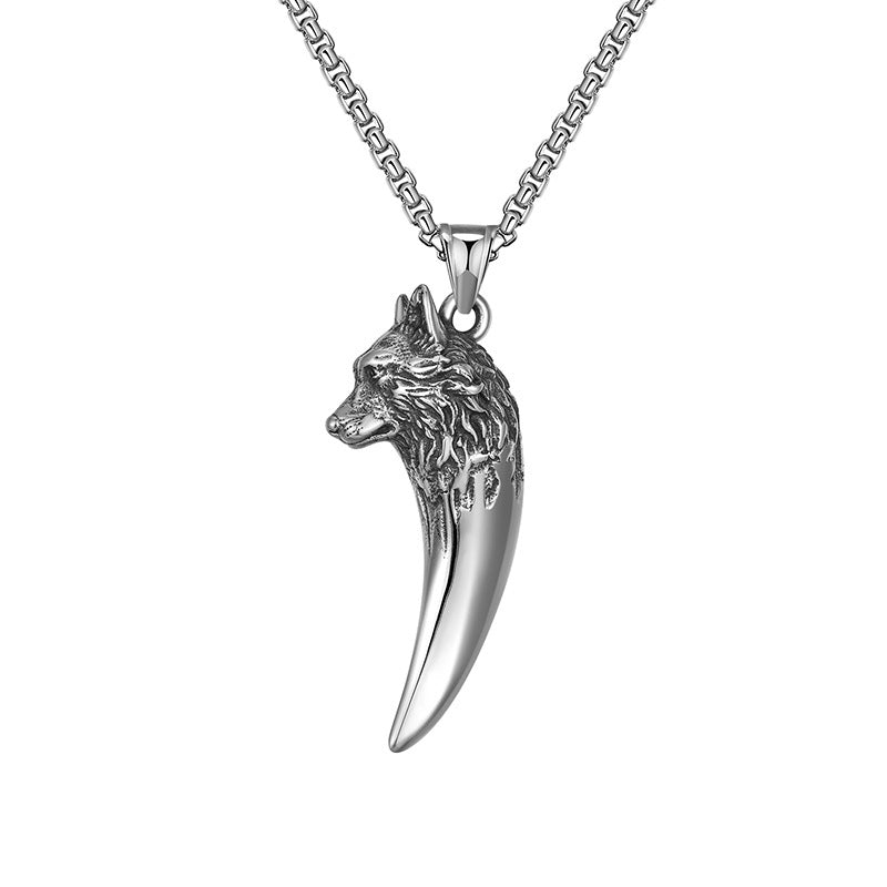 Folbom- Retro Wolf Head Titanium Steel Necklace