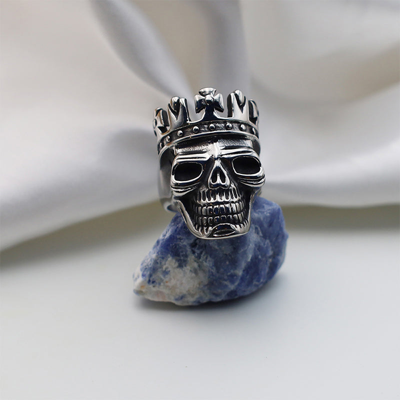 Folbom - Vintage Crown Skull Titanium Steel Ring