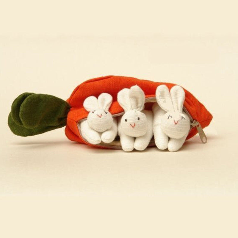 Hide-and-Seek Bunnies in Carrot Pouch