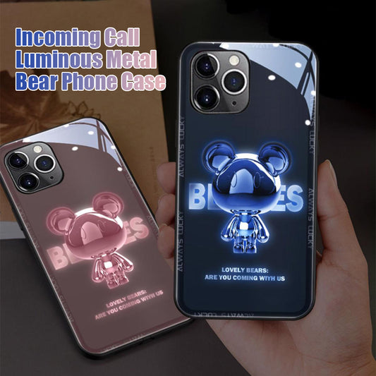 Incoming Call Luminous Metal Bear Phone Case