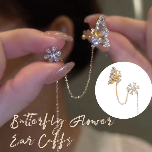 Butterfly Flower Ear Cuffs