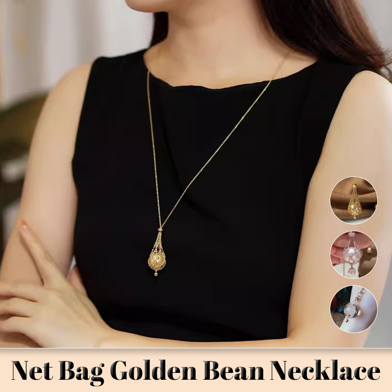 Net Bag Golden Bean Necklace