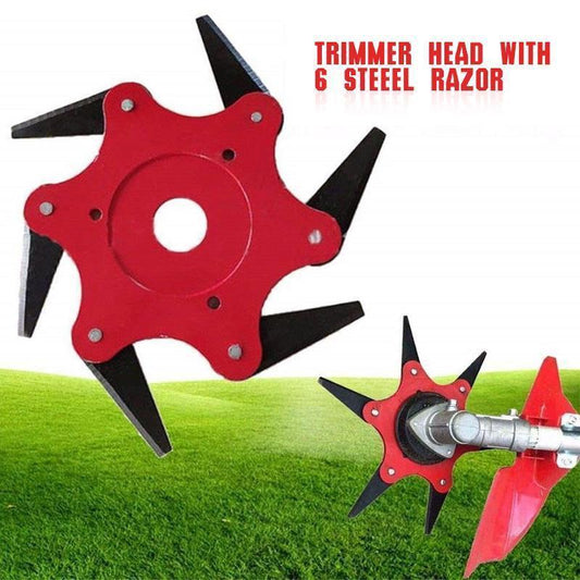 Lawn mower trimmer blade, six blade trimmer