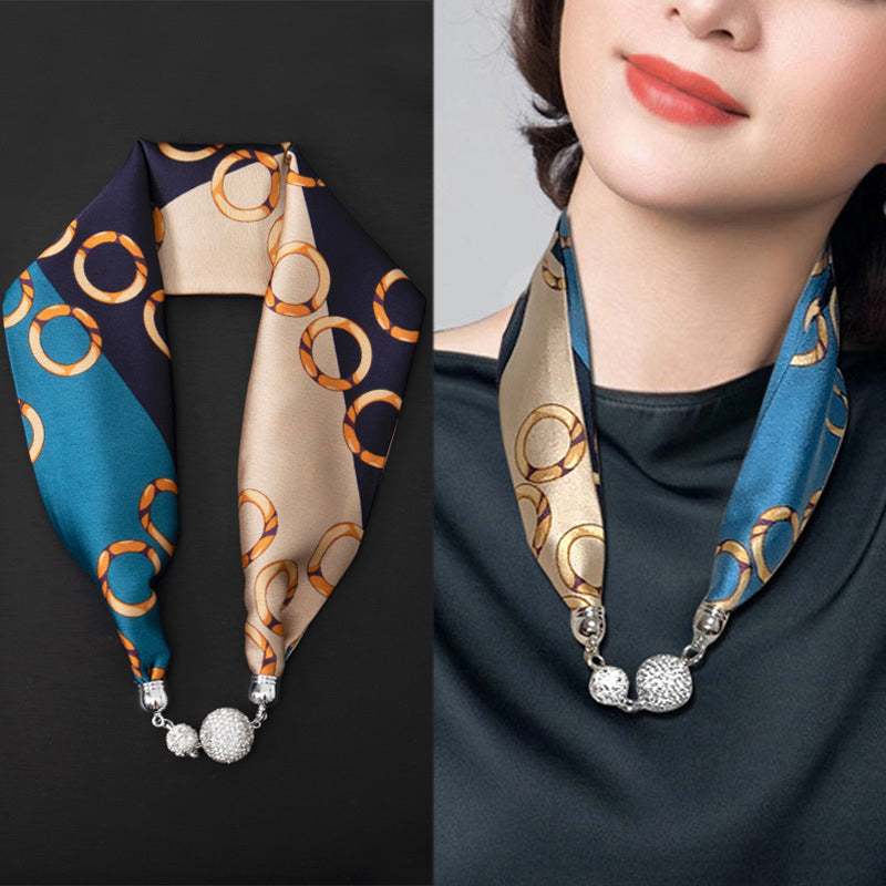 Magnetic Closure Scarf Necklace Choker