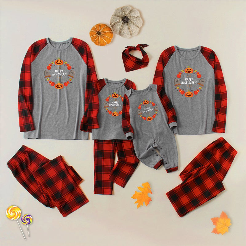 Halloween Pumpkin Print Family Pajamas Sets