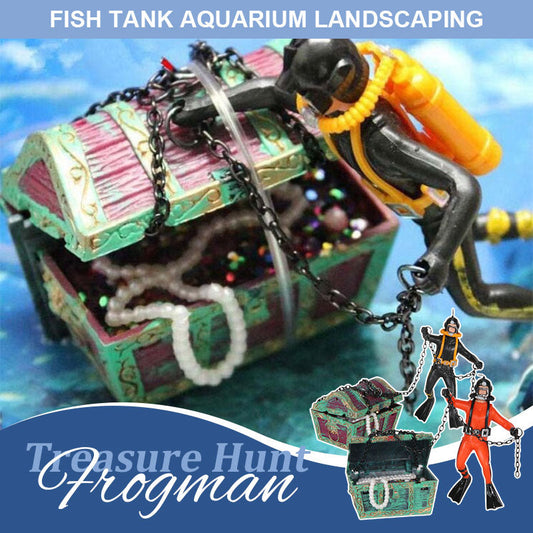 Treasure Hunt Frogman Fish Tank Aquarium Landscaping