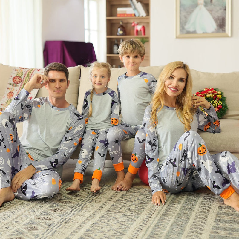 Skull Pumpkin Print Halloween Family Pajama Sets